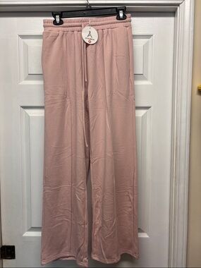 Antabess Wide Leg Pull-On Pants - Dusty Rose Medium New